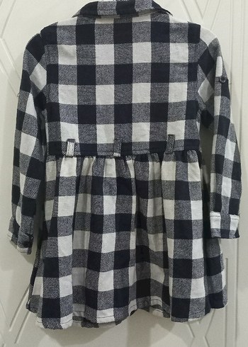 Kız Çocuk Gri Kareli Uzun Kollu Gömlek - Görsel 4