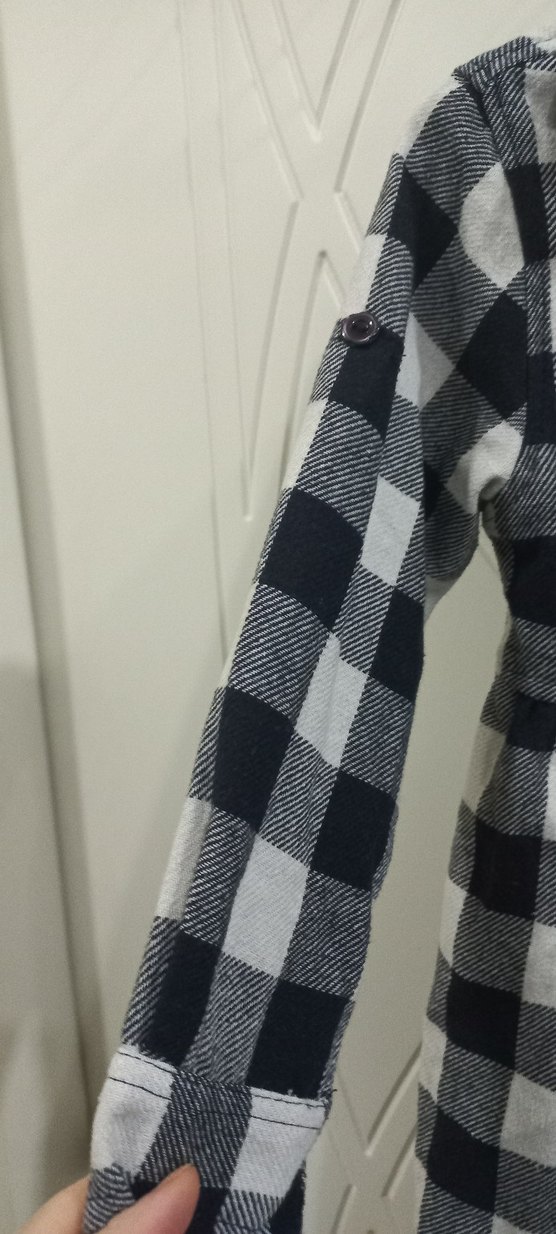 Kız Çocuk Gri Kareli Uzun Kollu Gömlek - Görsel 3