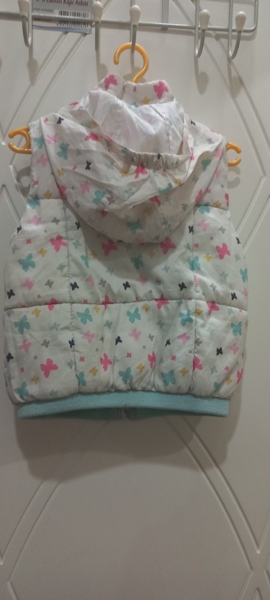 Kız Çocuk Desenli Kapüşonlu Yelek - Görsel 2