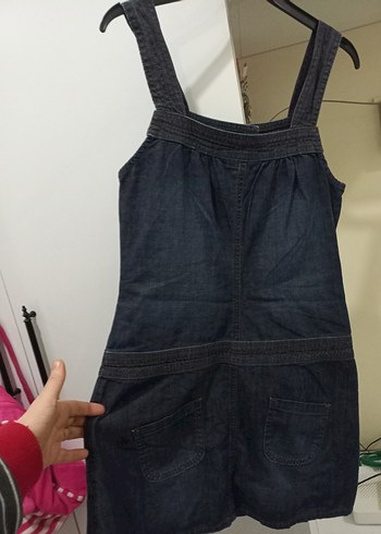 Düğmeli Kadın Kısa Kot Salopet - Görsel 5