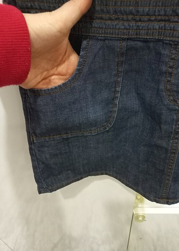 Düğmeli Kadın Kısa Kot Salopet - Görsel 4