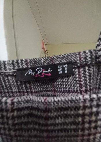 Kızlar için Ekose Desenli Kemerli Gri Salopet - Görsel 3