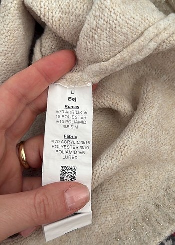 Yıldız Desenli Boğazlı Triko Kazak - Görsel 2