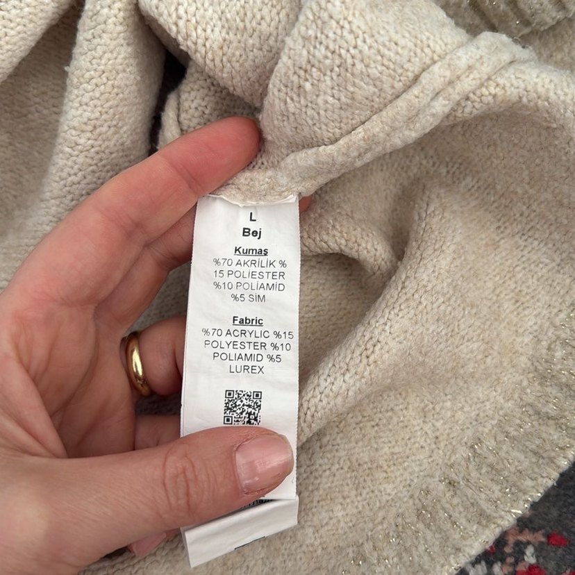 Yıldız Desenli Boğazlı Triko Kazak - Görsel 2