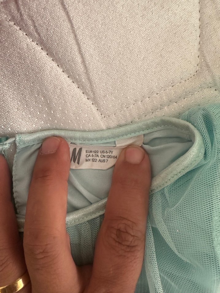 Kız Çocuk Mavi Nakışlı Fırfırlı Elbise - Görsel 2