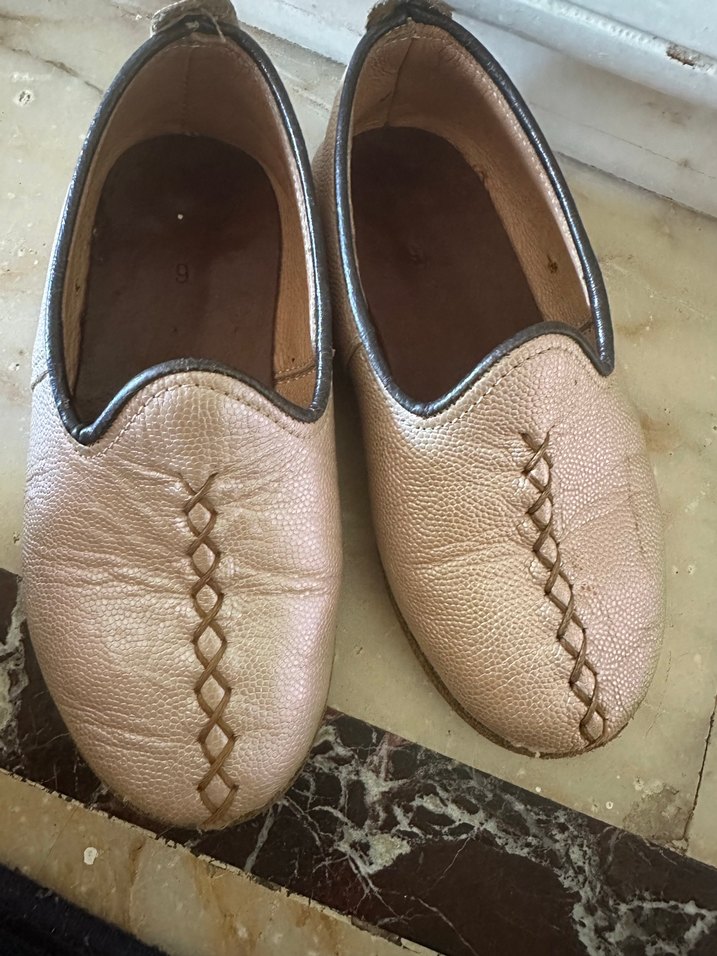 Kız Çocuk Parlak Bej Deri Tokalı Loafer yemeni hakiki deridir - Görsel 5