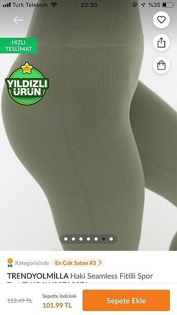 s Beden haki Renk Trendyolmilla Fitilli Tayt
