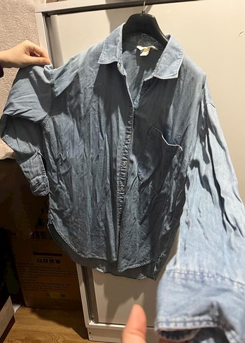 uzun kollu kot gomlek - Görsel 2