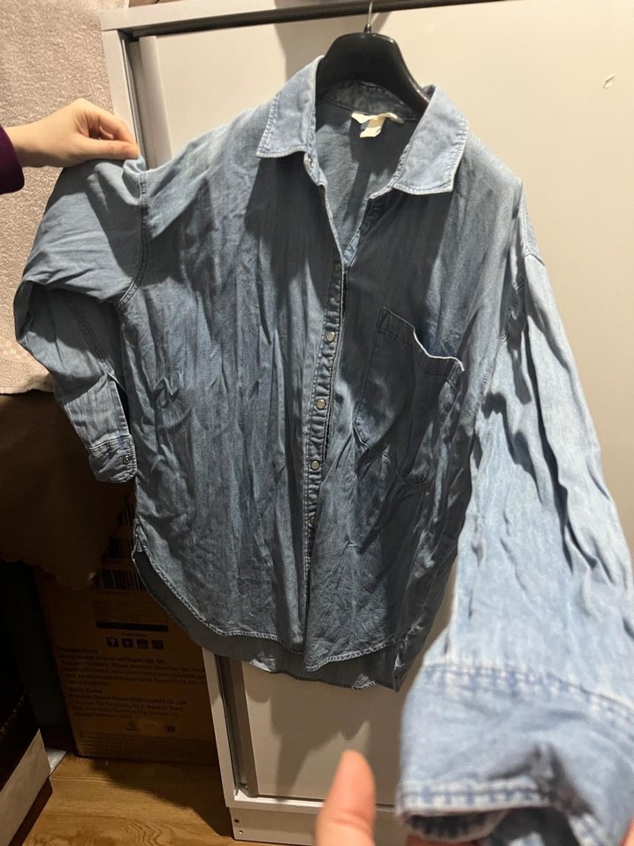 uzun kollu kot gomlek - Görsel 2