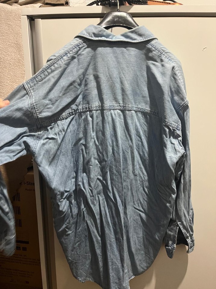 uzun kollu kot gomlek - Görsel 3