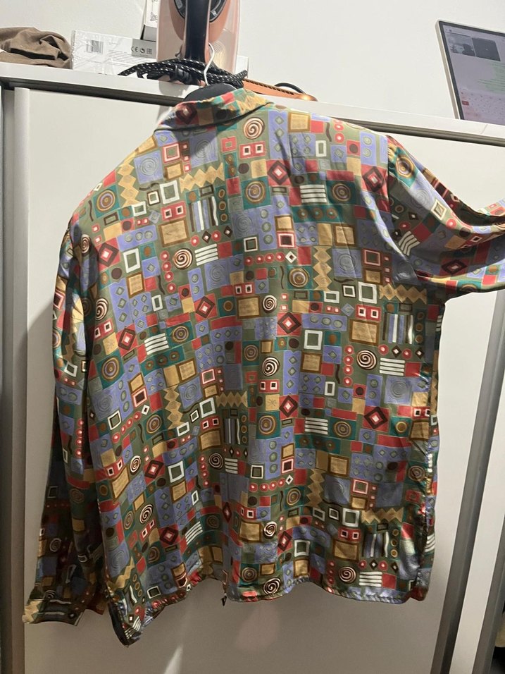 Renkli Desenli Uzun Kollu Vintage Gömlek - Görsel 3