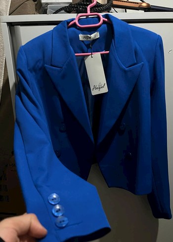 Düğmeli Mavi Kadın Blazer Ceket - Görsel 2