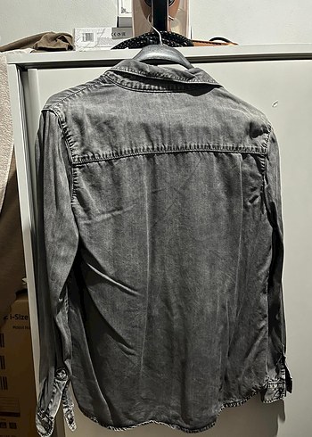 Gri kot gömlek - Görsel 4