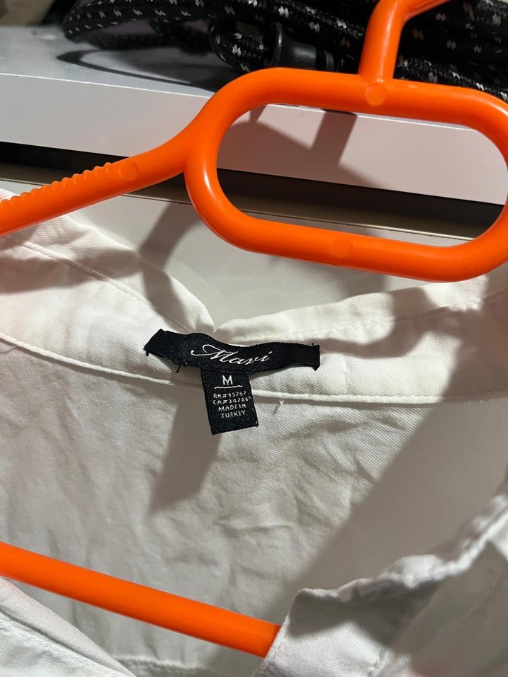 Düğmeli Beyaz Kadın Keten Gömlek - Görsel 4