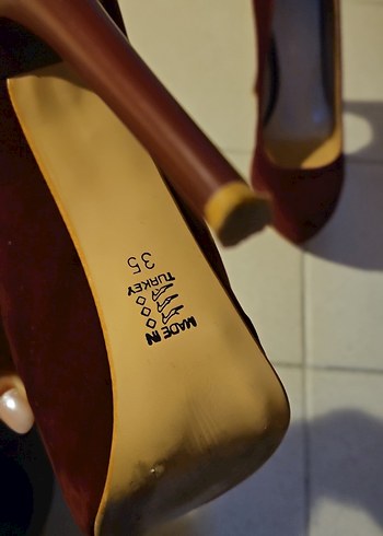 Bordo rengi Süet Platform Topuklu Ayakkabı - Görsel 11