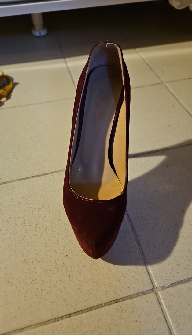 Bordo rengi Süet Platform Topuklu Ayakkabı - Görsel 2