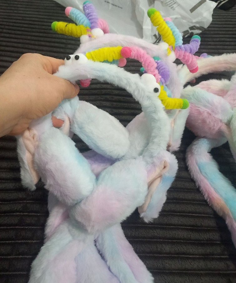 Çocuklar için çok renkli bağcıklı peluş saç bandı - Görsel 4