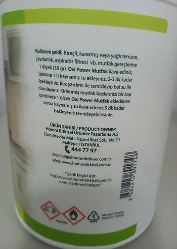 Hommy Mutfak Oxi Toz Leke Çıkarıcı 1050 gr - Görsel 2