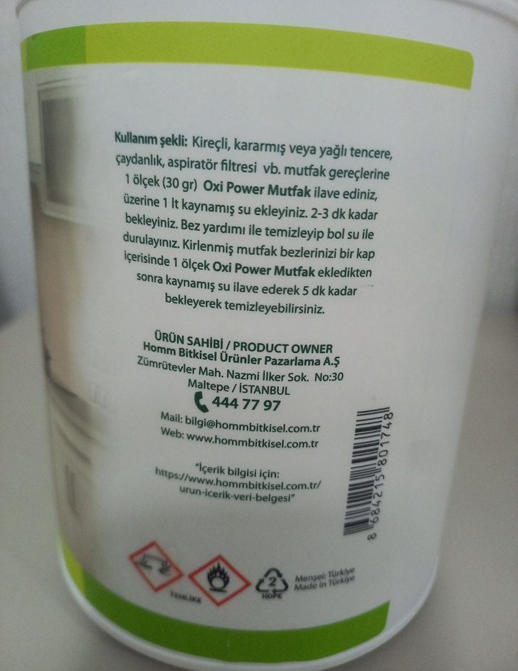 Hommy Mutfak Oxi Toz Leke Çıkarıcı 1050 gr - Görsel 2