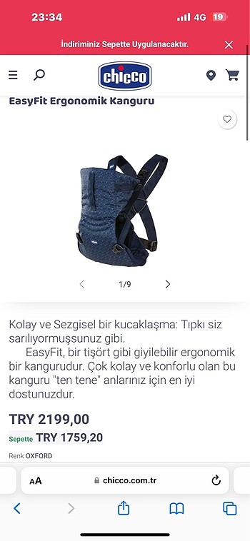 Chicco easyfit ergonomik kanguru