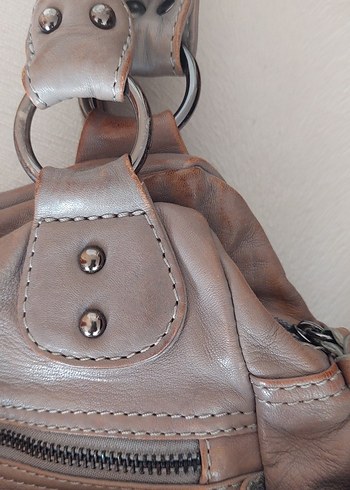 Tchibo Bej Deri Kadın Çanta Tokalı - Görsel 5