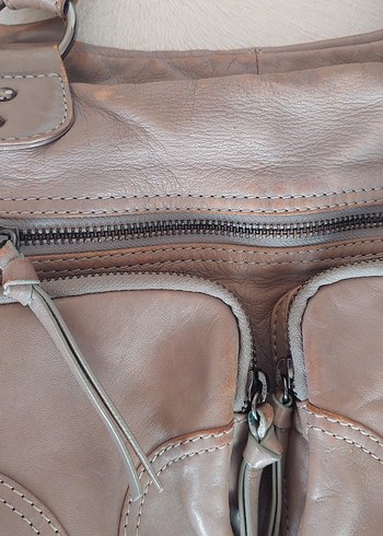 Tchibo Bej Deri Kadın Çanta Tokalı - Görsel 3