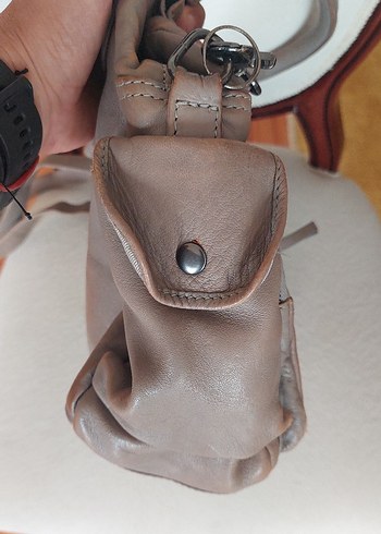 Tchibo Bej Deri Kadın Çanta Tokalı - Görsel 8