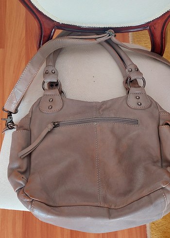 Tchibo Bej Deri Kadın Çanta Tokalı - Görsel 6