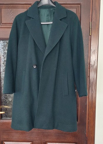 Düğmeli Koyu Yeşil Kadın Midi Kaban - Görsel 3