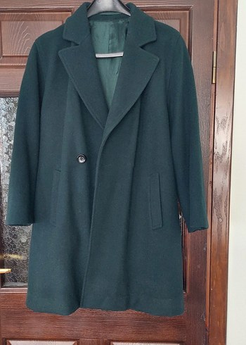 Düğmeli Koyu Yeşil Kadın Midi Kaban - Görsel 2