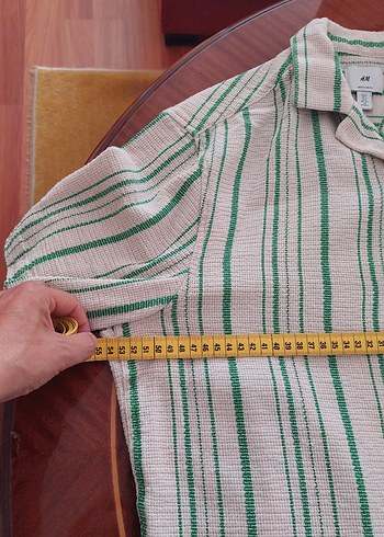 H&M Erkek Yeşil Keten Kısa Kollu Gömlek - Görsel 5