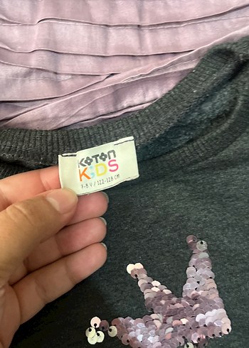 Koton Kids Kız Çocuk Gri Pul İşlemeli Rock Sweatshirt
