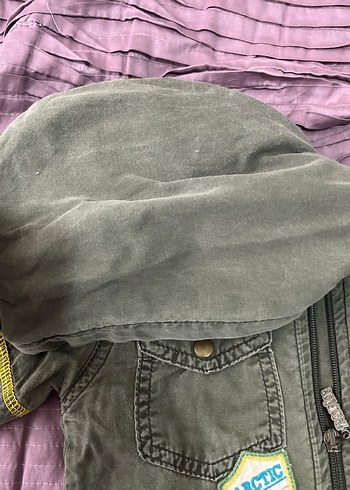 24-36 Ay Beden gri Renk Düğmeli Kapüşonlu Erkek Çocuk Ceketi