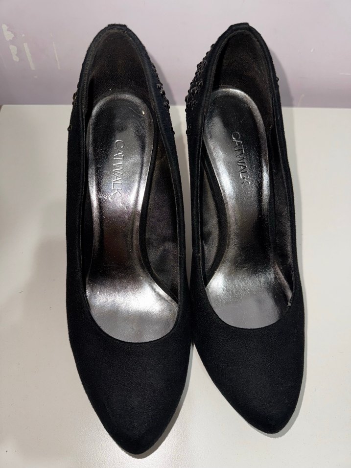 Siyah Taşlı Yüksek Topuklu Kadın Ayakkabı - Görsel 3