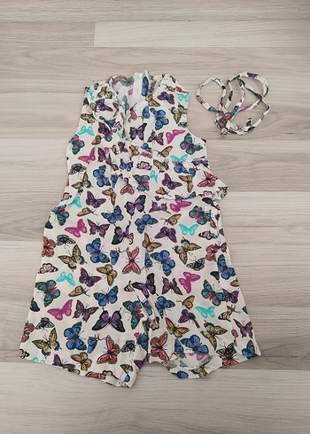 Kelebek Desenli Kolsuz Mini Tulum - Görsel 2