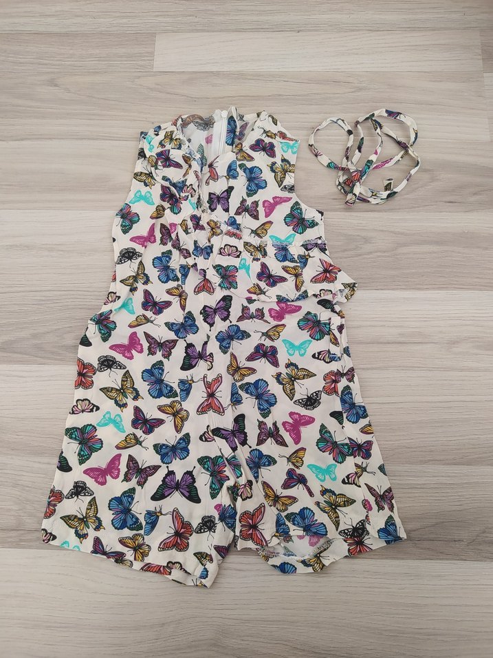 Kelebek Desenli Kolsuz Mini Tulum - Görsel 2