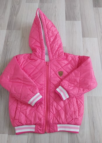 Kız Çocuk Kapüşonlu Pembe Mont - Görsel 2