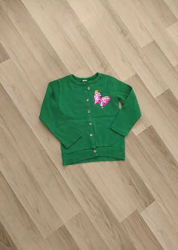 Kız Çocuk Yeşil Düğmeli Hırka - Görsel 2