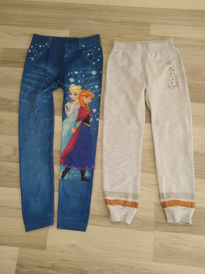 Kız Çocuk Baskılı Denim ve Gri Esnek Tayt - Görsel 2