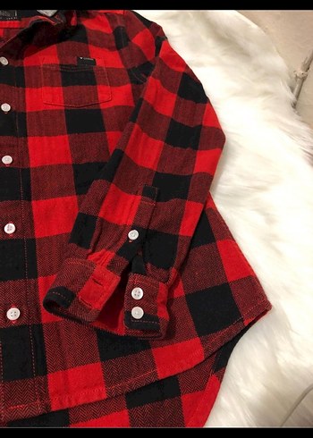 Guess Kapüşonlu Kırmızı Ekose Oduncu Çocuk Gömlek - Görsel 3