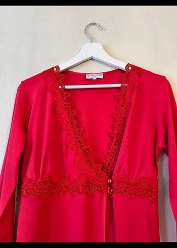 Relax Mode Uzun Kollu Kırmızı Kadın Sabahlık - Görsel 8