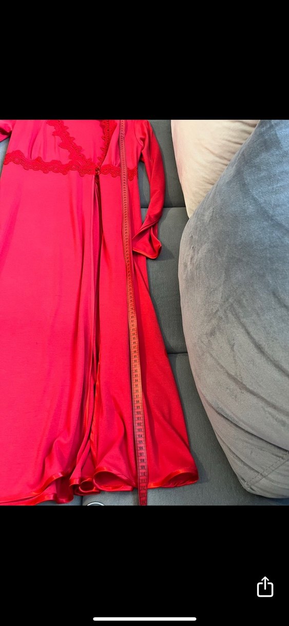 Relax Mode Uzun Kollu Kırmızı Kadın Sabahlık - Görsel 4