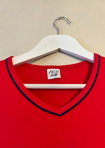 V Yaka Kısa Kollu günlük penye elbise - Görsel 3