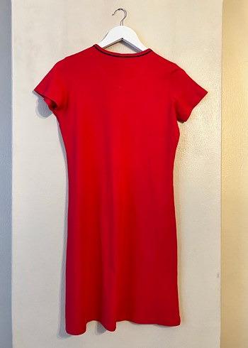 V Yaka Kısa Kollu günlük penye elbise - Görsel 4