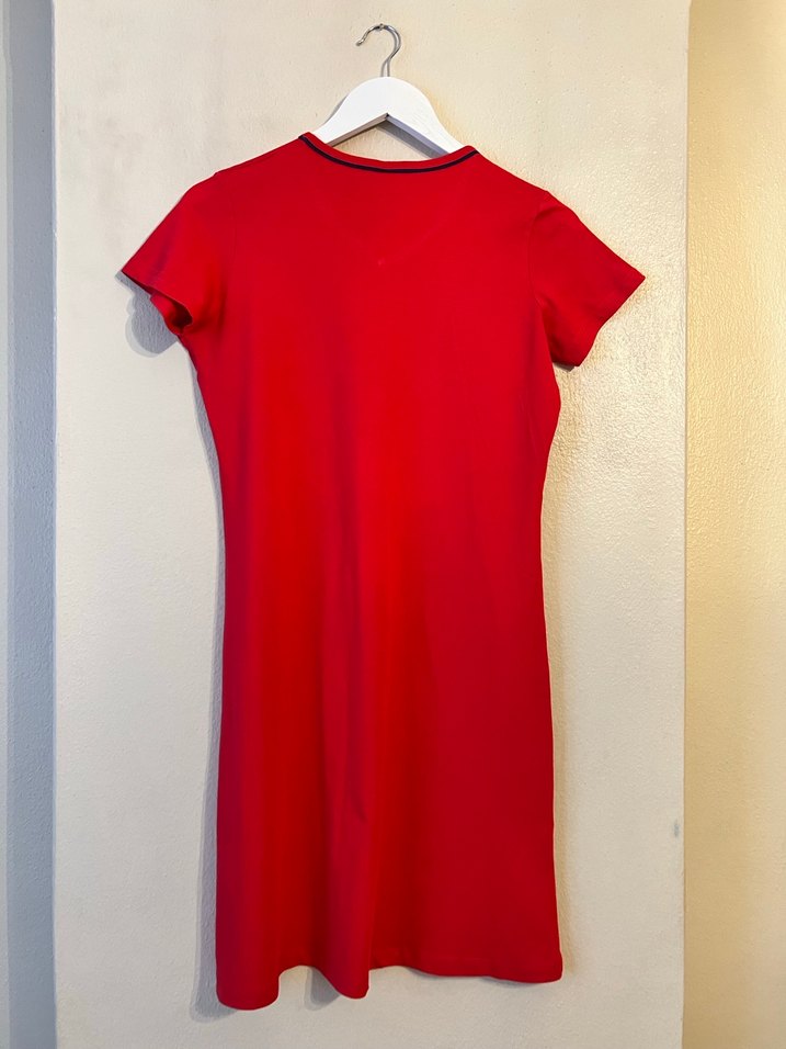 V Yaka Kısa Kollu günlük penye elbise - Görsel 4