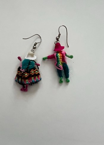 Renkli Örgü Bohem Kadın Küpeler - Görsel 3