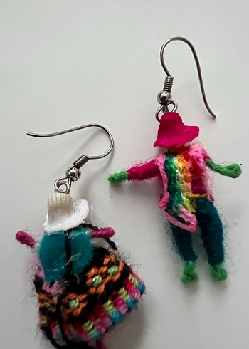 Renkli Örgü Bohem Kadın Küpeler - Görsel 4