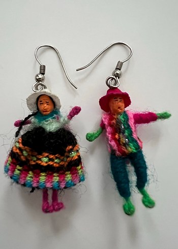 Renkli Örgü Bohem Kadın Küpeler - Görsel 2