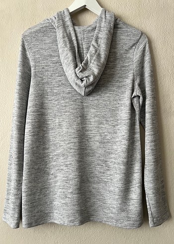 Gri Kadın Kapüşonlu Uzun Kollu Sweatshirt - Görsel 2