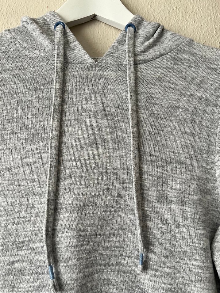 Gri Kadın Kapüşonlu Uzun Kollu Sweatshirt - Görsel 4